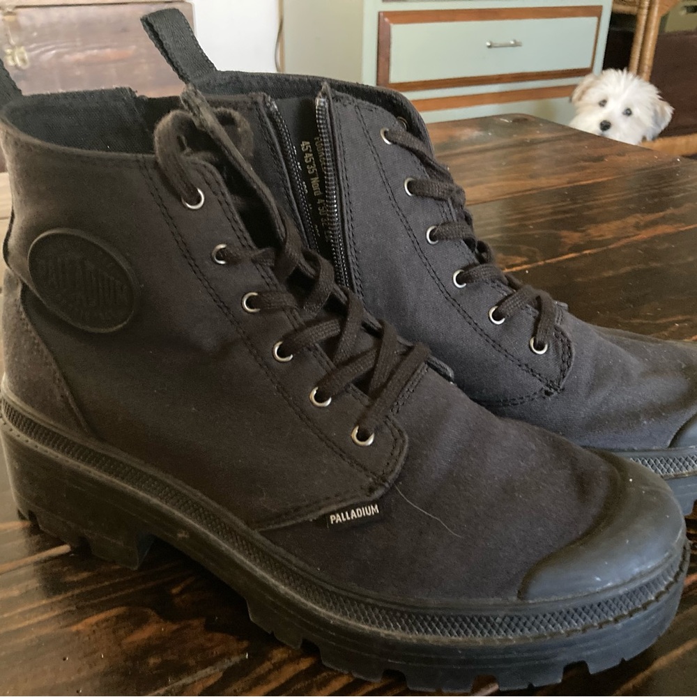Palladium- Black Pallabase Twill Lug Sole Sneaker Booties